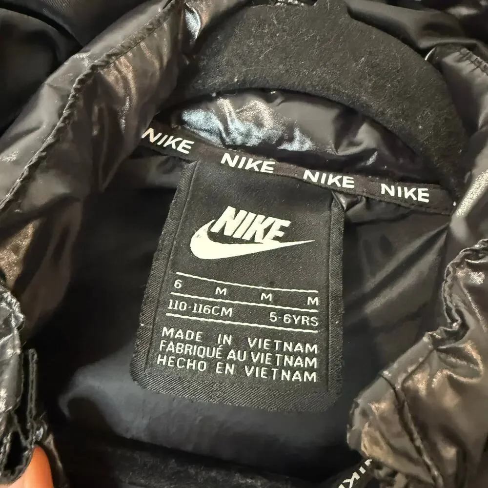 Nike Girls Youth Puffer‎ Jacket Black Shine 5-6 Years
